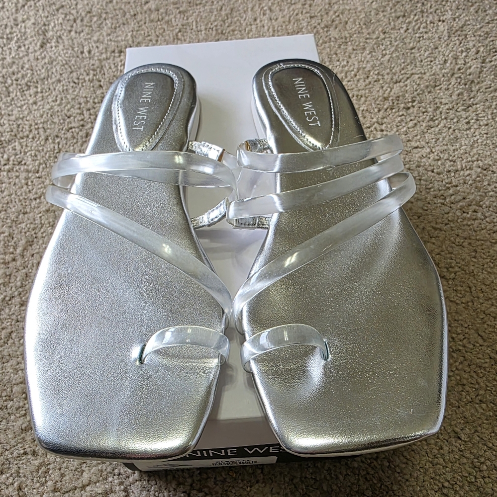 Nine West Silver And Clear Women's Sandals Size 7